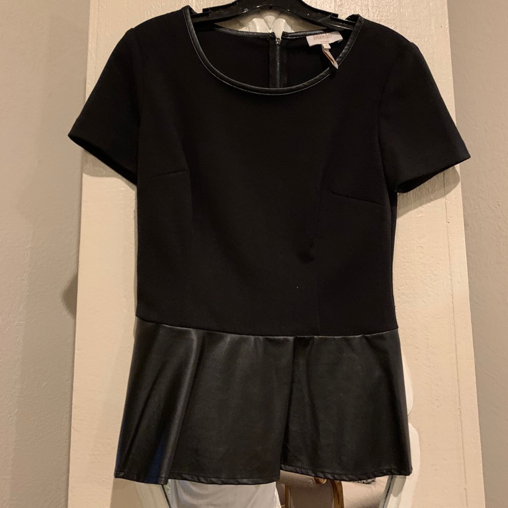 Black faux leather Laundry top